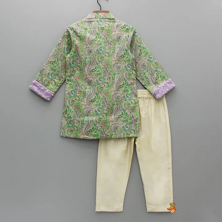 Sale Multicolour Printed Embellished Kurta And Pant BOY Indian Ethnic Wear | Ethnic Sets