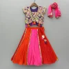 Sale Multicolour Printed Embroidered Top And Colour Block Lehenga With Dupatta Ethnic Wear | Lehengas & Ghagras