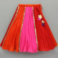 Sale Multicolour Printed Embroidered Top And Colour Block Lehenga With Dupatta Ethnic Wear | Lehengas & Ghagras