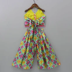 Fashion Multicolour Printed Halter Neck Top And Flared Palazzo Ethnic Wear | Palazzos & Shararas