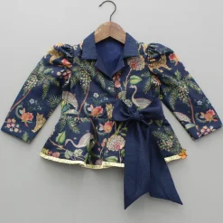 Online Multicolour Printed Jacket Style Peplum Top And Flared Palazzo Ethnic Wear | Palazzos & Shararas