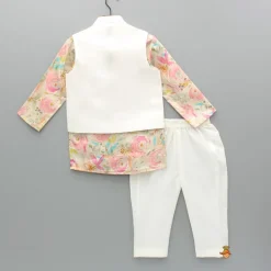 Online Multicolour Printed Kurta With Jacket And Pyjama BOY Twinning Sets | Indian Ethnic Wear