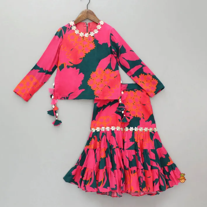 Discount Multicolour Printed Kurti And Sharara Ethnic Wear | Palazzos & Shararas