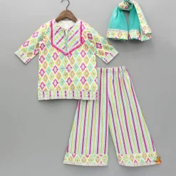 Online Multicolour Printed Kurti And Palazzo With Dupatta Ethnic Wear | Palazzos & Shararas
