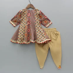 Online Multicolour Printed Kurti And Dhoti With Dupatta Ethnic Wear | Dhotis & Patialas