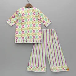 Online Multicolour Printed Kurti And Palazzo With Dupatta Ethnic Wear | Palazzos & Shararas