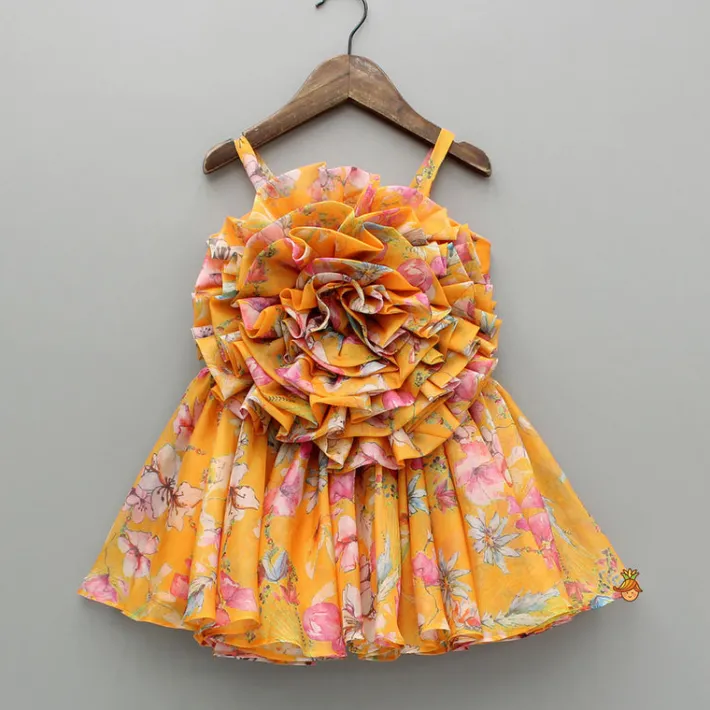 Sale Multicolour Printed Orange Strappy Dress Dresses & Sets | Dresses