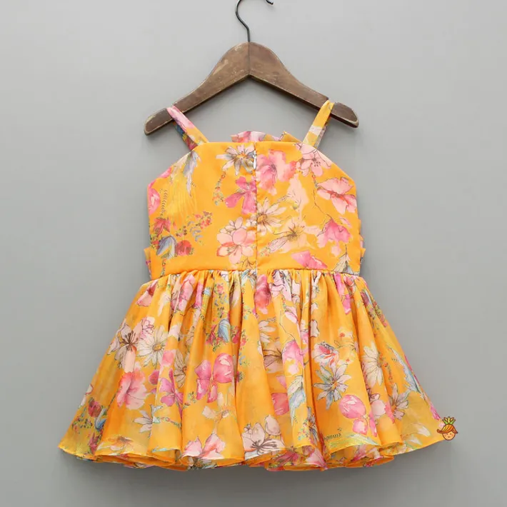 Sale Multicolour Printed Orange Strappy Dress Dresses & Sets | Dresses