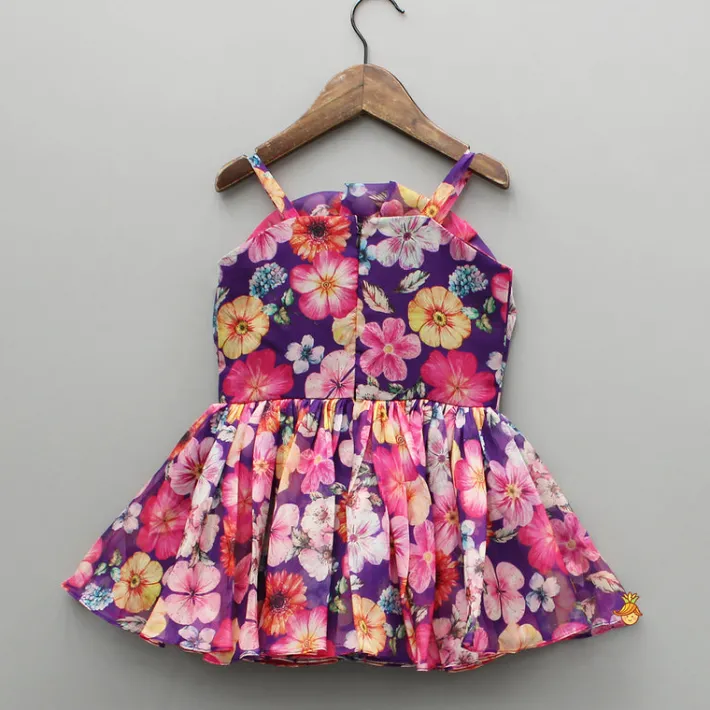 Sale Multicolour Printed Purple Strappy Dress Dresses & Sets | Dresses