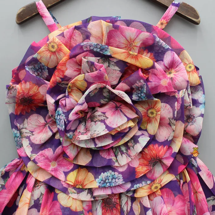 Sale Multicolour Printed Purple Strappy Dress Dresses & Sets | Dresses