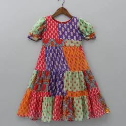Online Multicolour Printed Tiered Long Kurti Twinning Sets | Ethnic Wear
