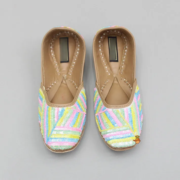 Best Multicolour Sequin And Bead Embroidered Jutti Shoes
