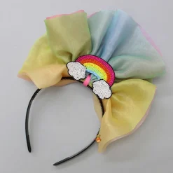 Best Multicolour Shaded Rainbow Theme Ruffled Dress With Hair Band Dresses & Sets | Dresses