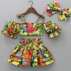Best Multicolour Smocked Back Top With Elasticated Skirt And Head Band Dresses & Sets | Sets