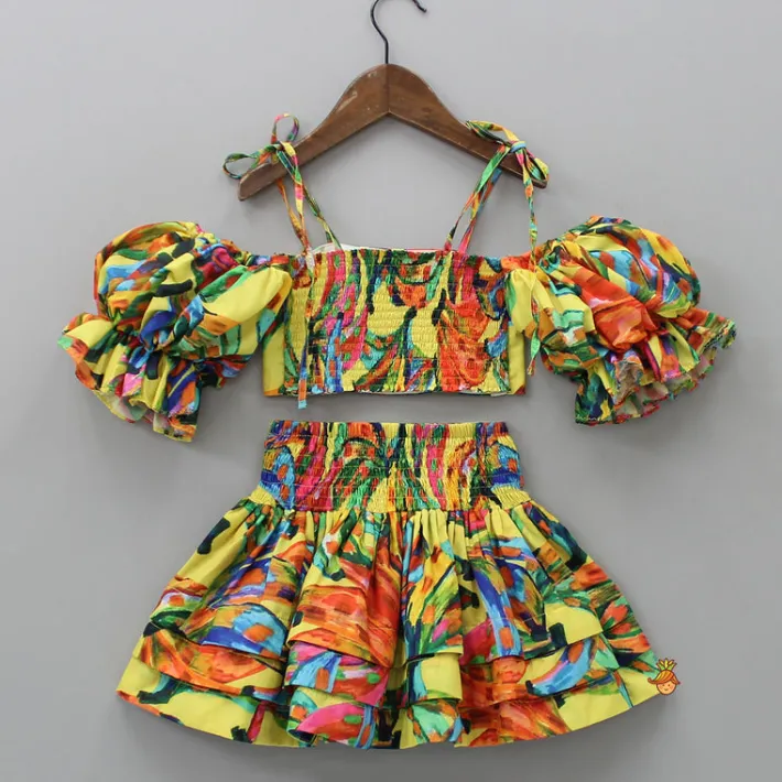 Best Multicolour Smocked Back Top With Elasticated Skirt And Head Band Dresses & Sets | Sets