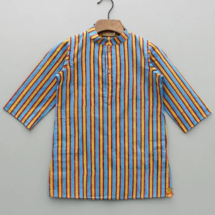 Fashion Multicolour Stripe Printed Kurta And Pyjama BOY Indian Ethnic Wear | Ethnic Sets