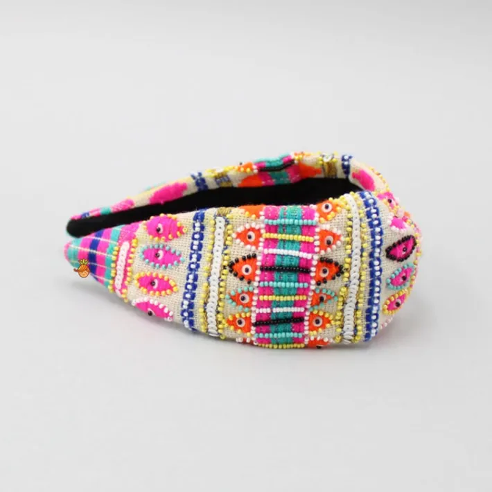 Outlet Multicolour Thread And Beads Embroidered Hair Band Hair Accessories | Hair Bands