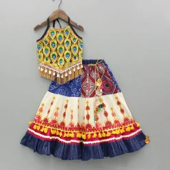 New Multicolour Thread Embroidered Halter Neck Top And Lehenga Ethnic Wear | Lehengas & Ghagras
