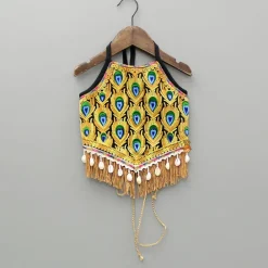 New Multicolour Thread Embroidered Halter Neck Top And Lehenga Ethnic Wear | Lehengas & Ghagras