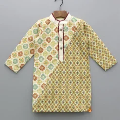 Best Multicolour Thread Embroidered Kurta And Cream Dhoti BOY Indian Ethnic Wear | Ethnic Sets