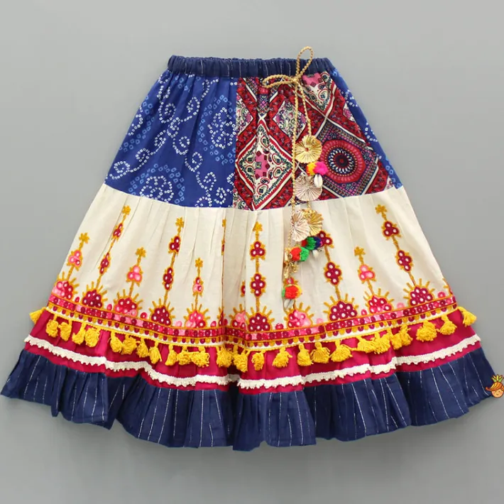 New Multicolour Thread Embroidered Halter Neck Top And Lehenga Ethnic Wear | Lehengas & Ghagras