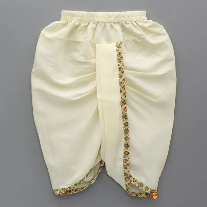 Best Multicolour Thread Embroidered Kurta And Cream Dhoti BOY Indian Ethnic Wear | Ethnic Sets