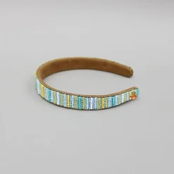 Online Multicoloured Bead Embellished Brown Hairband Hair Accessories | Hair Bands