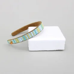 Online Multicoloured Bead Embellished Brown Hairband Hair Accessories | Hair Bands
