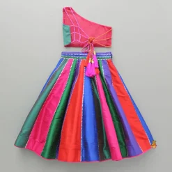 Fashion Multicoloured Colour Blocked Top With Lehenga And Dupatta Ethnic Wear | Lehengas & Ghagras