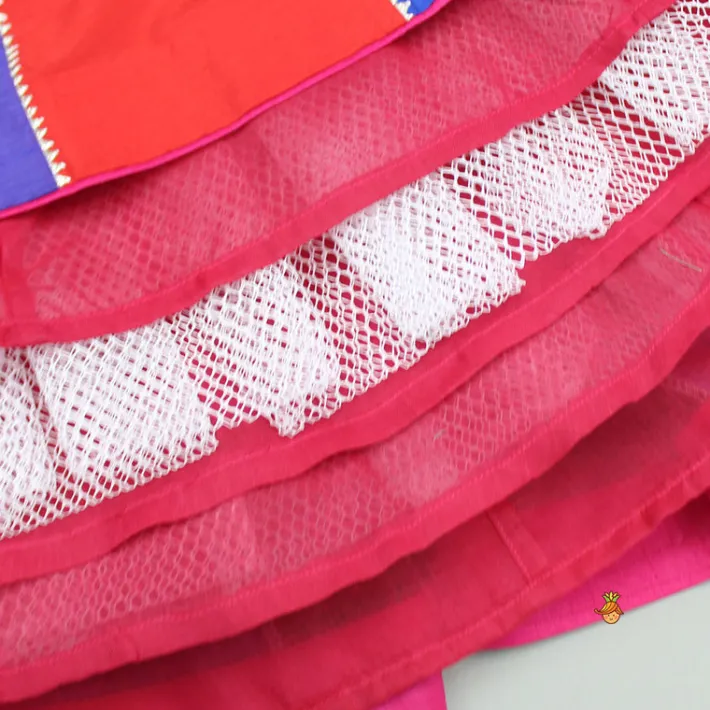 Fashion Multicoloured Colour Blocked Top With Lehenga And Dupatta Ethnic Wear | Lehengas & Ghagras