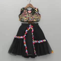 Fashion Multicoloured Embroidered Top And Lehenga Ethnic Wear | Lehengas & Ghagras
