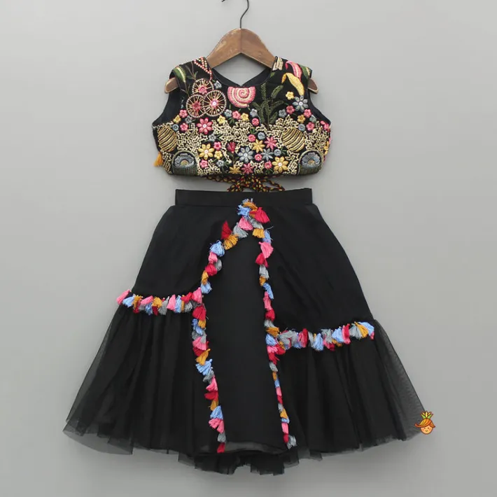 Fashion Multicoloured Embroidered Top And Lehenga Ethnic Wear | Lehengas & Ghagras