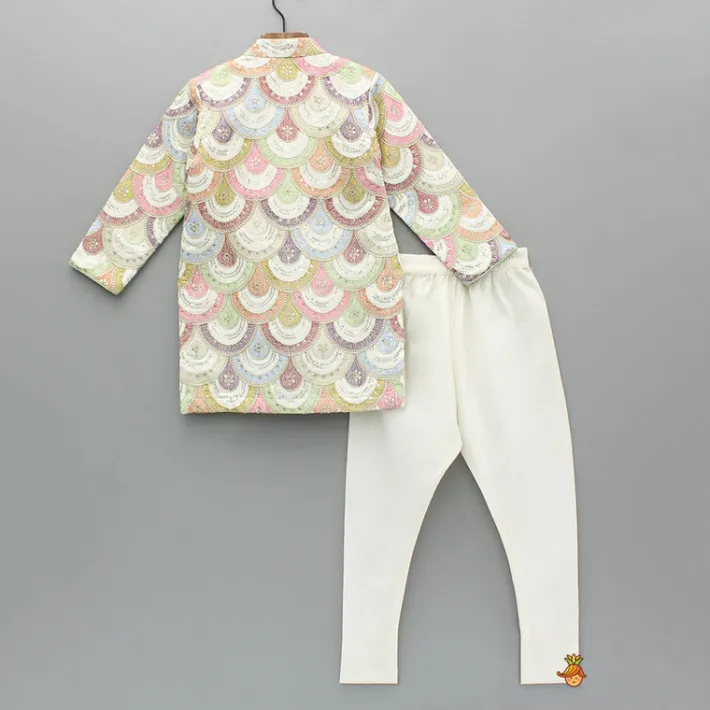 Outlet Multicoloured Embroidered Sherwani With Churidar BOY Twinning Sets | Indian Ethnic Wear