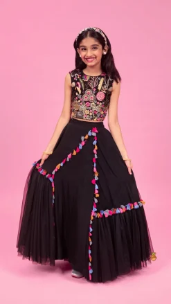 Fashion Multicoloured Embroidered Top And Lehenga Ethnic Wear | Lehengas & Ghagras
