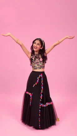Fashion Multicoloured Embroidered Top And Lehenga Ethnic Wear | Lehengas & Ghagras