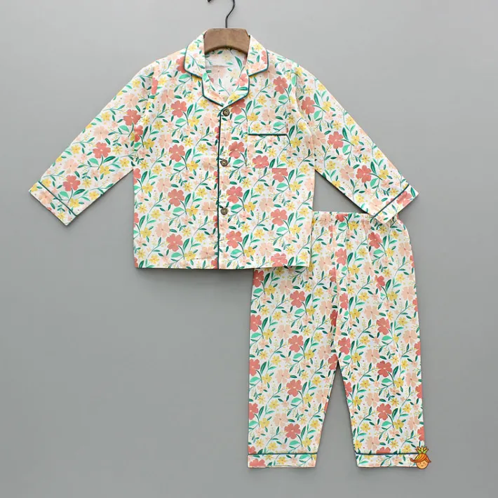 Outlet Multicoloured Floral Printed Notch Collar Sleepwear BOY Sleep Wear | Sleepwear