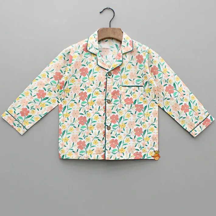 Outlet Multicoloured Floral Printed Notch Collar Sleepwear BOY Sleep Wear | Sleepwear