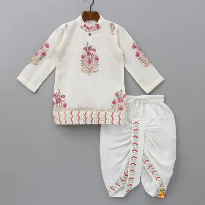 Discount Multicoloured Floral Printed Kurta With Jacket And Dhoti BOY Indian Ethnic Wear | Ethnic Sets