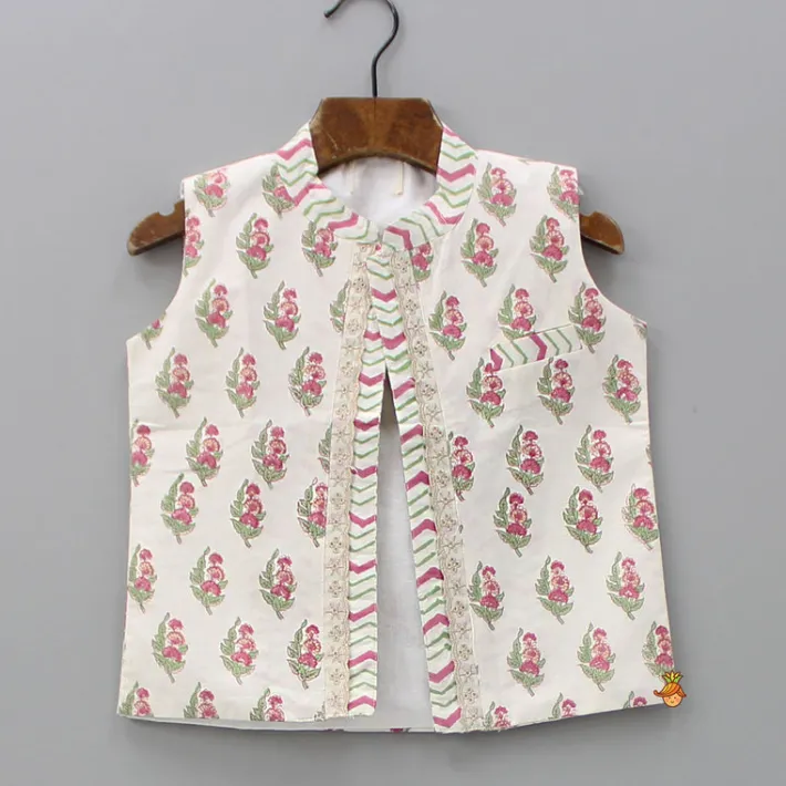 Discount Multicoloured Floral Printed Kurta With Jacket And Dhoti BOY Indian Ethnic Wear | Ethnic Sets