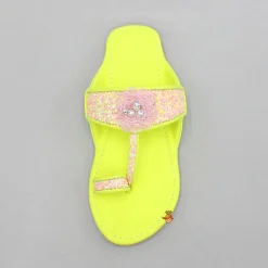 Hot Multicoloured Hand Embroidered Flower Strap Green Kolhapuri Flats Shoes