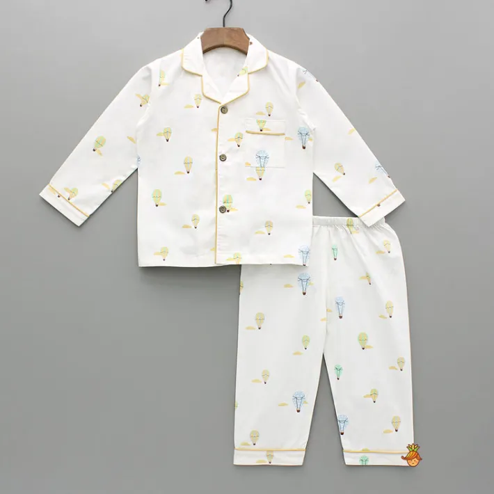 Sale Multicoloured Parachute Printed Notch Collar Sleepwear BOY Sleep Wear | Sleepwear