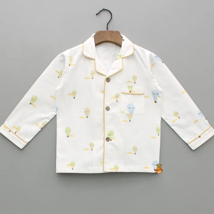 Sale Multicoloured Parachute Printed Notch Collar Sleepwear BOY Sleep Wear | Sleepwear