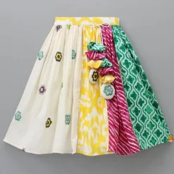 Outlet Multicoloured Printed Embroidered Top And Lehenga With Matching Dupatta Ethnic Wear | Lehengas & Ghagras