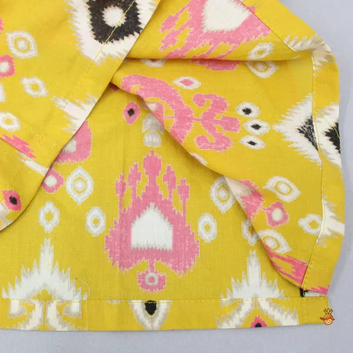 Discount Multicoloured Printed Yellow Kurta With Attached Jacket And Pyjama BOY Indian Ethnic Wear | Ethnic Sets