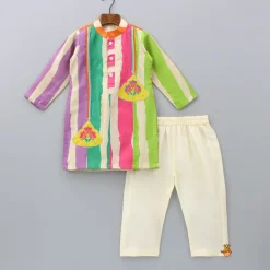 New Multicoloured Striped Kurta And Pyjama BOY Indian Ethnic Wear | Ethnic Sets