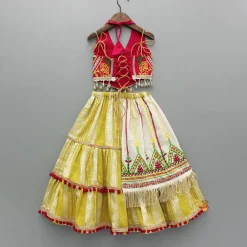 Discount Multicoloured Thread Embroidered Halter Neck Top With Flap Lehenga Ethnic Wear | Lehengas & Ghagras