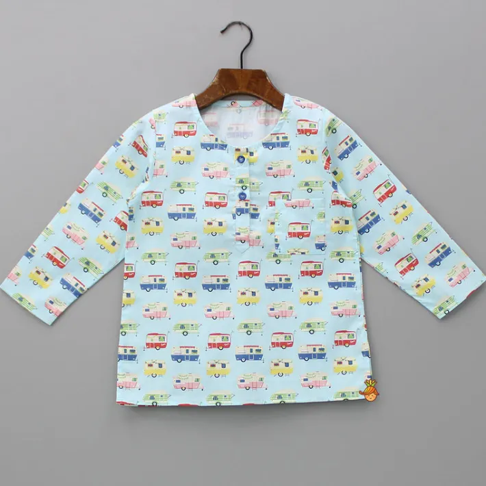 Outlet Multicoloured Vehicle Printed Top And Pyjama BOY Sleep Wear | Sleepwear