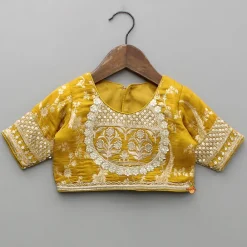Sale Mustard Chanderi Embroidered Top And Lehenga With Dupatta Ethnic Wear | Lehengas & Ghagras