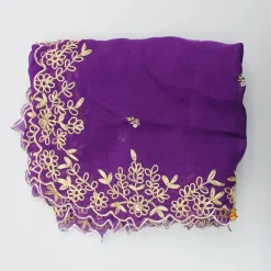 Hot Mustard Embellished Top With Purple Embroidered Lehenga And Dupatta Ethnic Wear | Lehengas & Ghagras