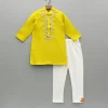 Outlet Mustard Embroidered Kurta and Churidar BOY Twinning Sets | Indian Ethnic Wear